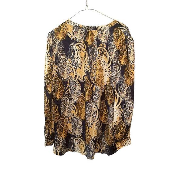 Rose & Olive Blouse Womens Large Multicolor Printed Polyester V-Neck Long Sleeve - Picture 2 of 4